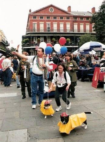 Small firefighters at Krewe of Barkus Parade New Orleans